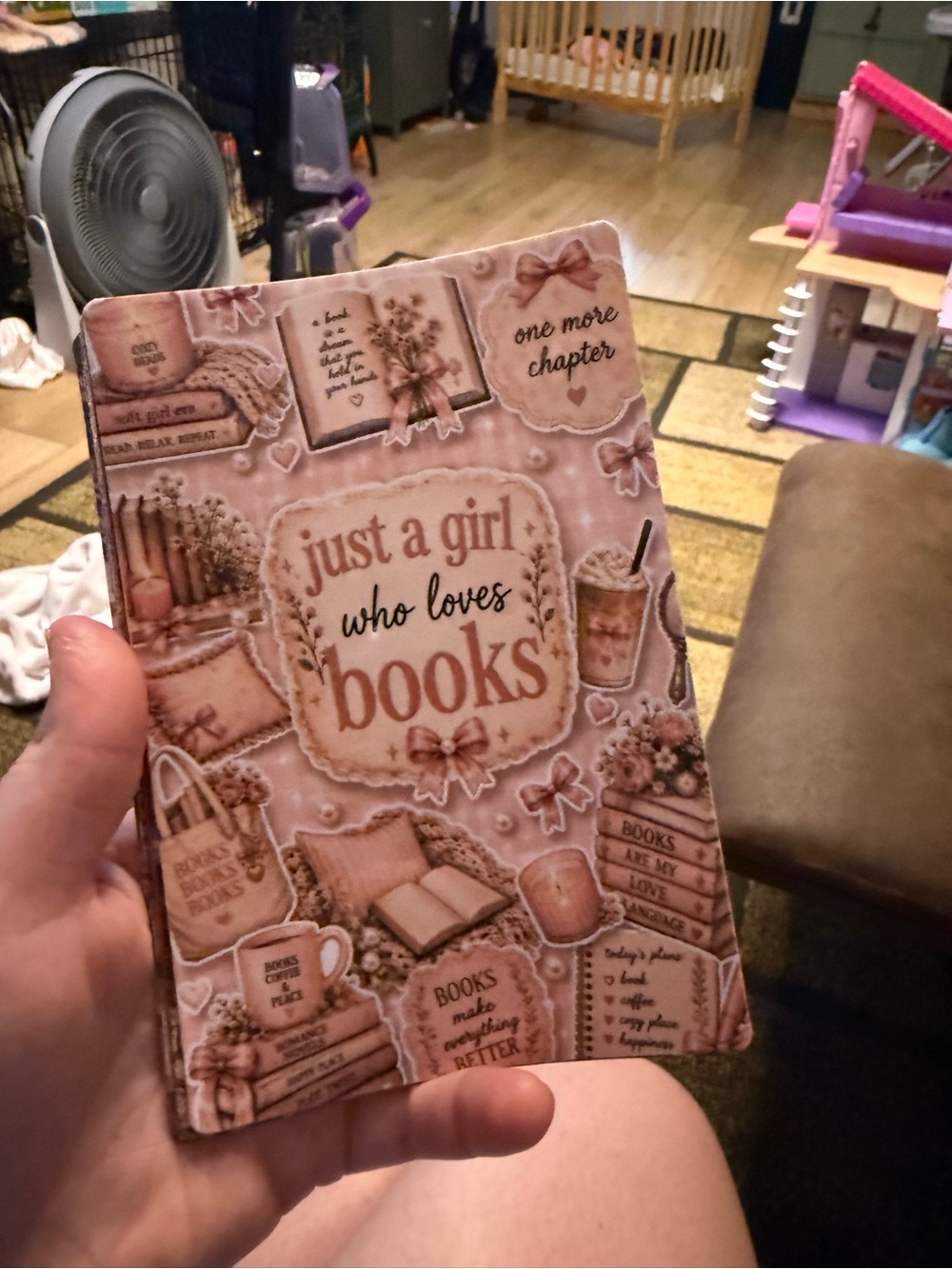Just a Girl Who Loves Books Pink Kindle Insert 4x6 (basic kindle)